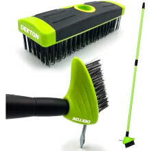 3-in-1 Patio Cleaning & Weeding Brush Set – Green/Black, 2 Heads (Angled & Rectangular) with Steel Handle PHM0756