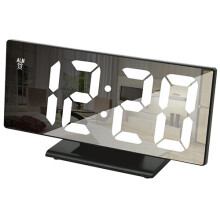 (Black White) Digital Alarm Clock Snooze Display Time Night Led