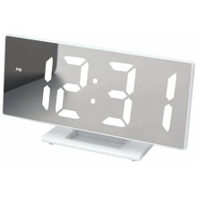 (White White) Digital Alarm Clock Snooze Display Time Night Led