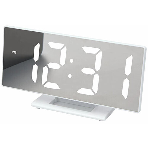 (White White) Digital Alarm Clock Snooze Display Time Night Led