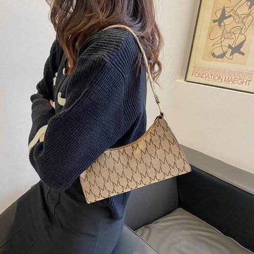 Women Underarm Bag Shoulder Bag Letter Print Square Shape Short Shoulder Straps Female Casual Handbag