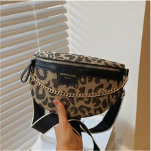 Leopard Women Waist Bag Female Phone Purses Ladies Chest Wide Strap Crossbody Shoulder Bags Small Chain Fanny Packs