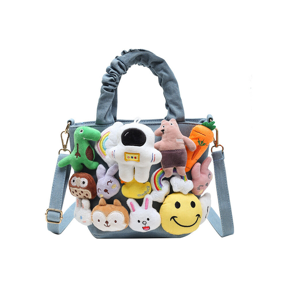 Women Cartoon Canvas Bag Autumn Girl Bucket Bag Rabbit Plush Pendant Shoulder Messenger Bag-image-OPC-PBSMHBK-NEW