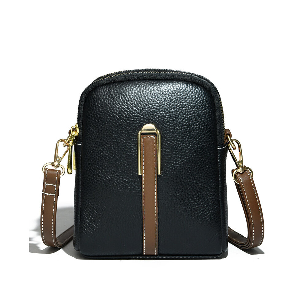 Real Cowhide Girls Purse Phone Pouch Leather Shoulder Bags Woman Minimalist Solid Mini Crossbody Bag