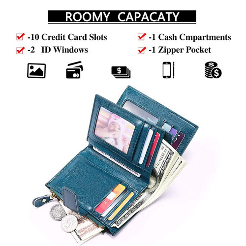 Small Wallet for Women Leather Bifold Compact RFID Blocking Multifunction Womens Wallet 2