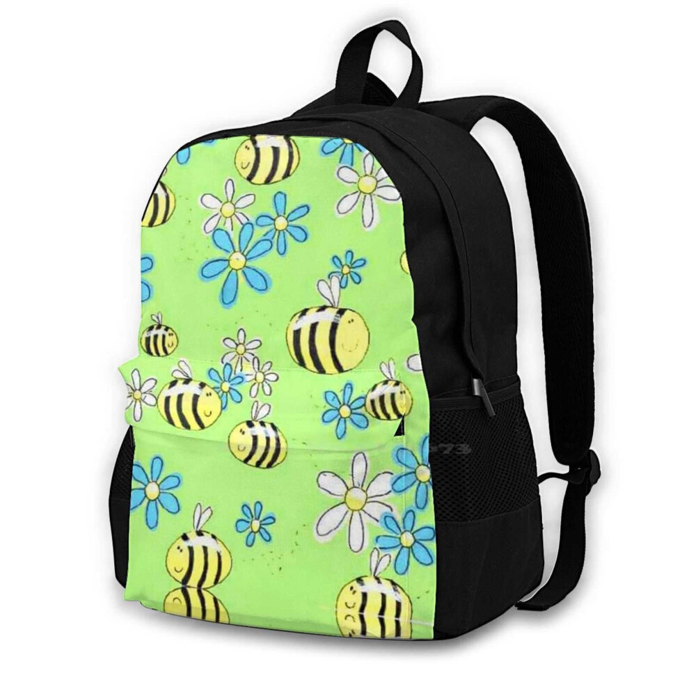 Bee Happy Large Capacity Backpack Laptop Travel Bags Bees Bee Happy Bee Bee Happy Flower Flowers Daisy Daisies Multicoloured 885654925400