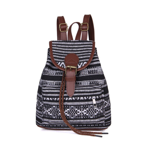 Striped canvas backpack online