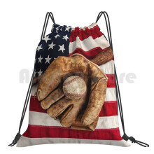 Vintage Baseball 1 Backpack Drawstring Bags Gym Bag Waterproof Baseball Sports Equipment Ball Glove Mitt Flag American