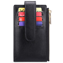 Leather Women's Clip AirTag Tracker Multifunctional Large Capacity RFID Anti theft Brush Dollar Clip