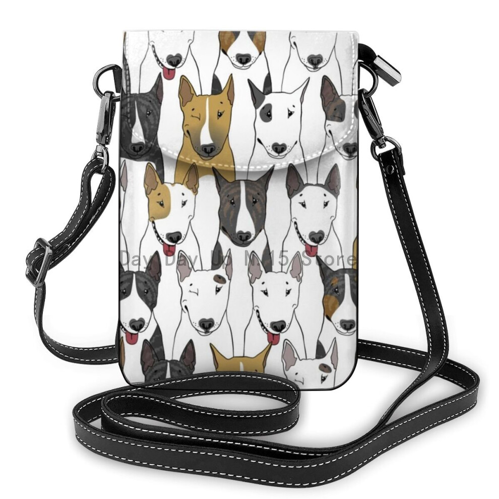 Bull Terrier Prints Women Handbags Female Crossbody Wallets Leather Mobile Phone Messenger Bag Female Travel Purses Multicoloured