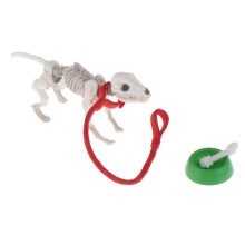 Mini Skeleton Dog Kid Role Toys 1/12 Scale Party Props w/ Food Bowl Bone Playset