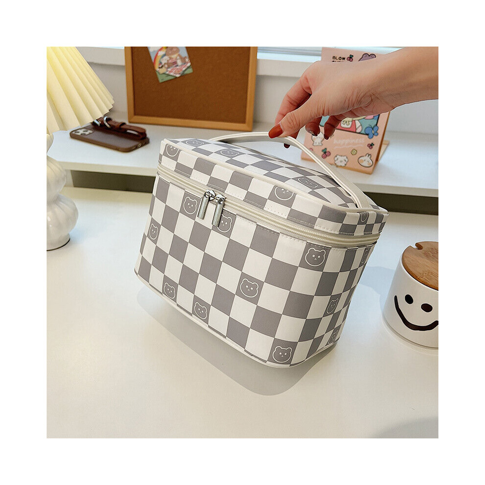 Multicoloured Ins Women Portable Large Capacity Makeup Bag Wash Plaid Storage Bag Advanced Travel Oversized Cosmetic Cases