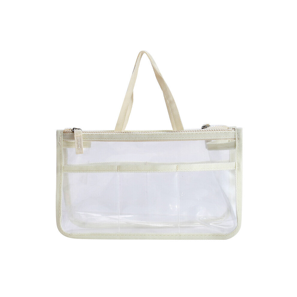 Brown Multifunctional Insert Bag Transparent Pvc Travel Makeup Organizer Women Handbag Inner Purse Large Lady Cosmetic Bag Female Tote