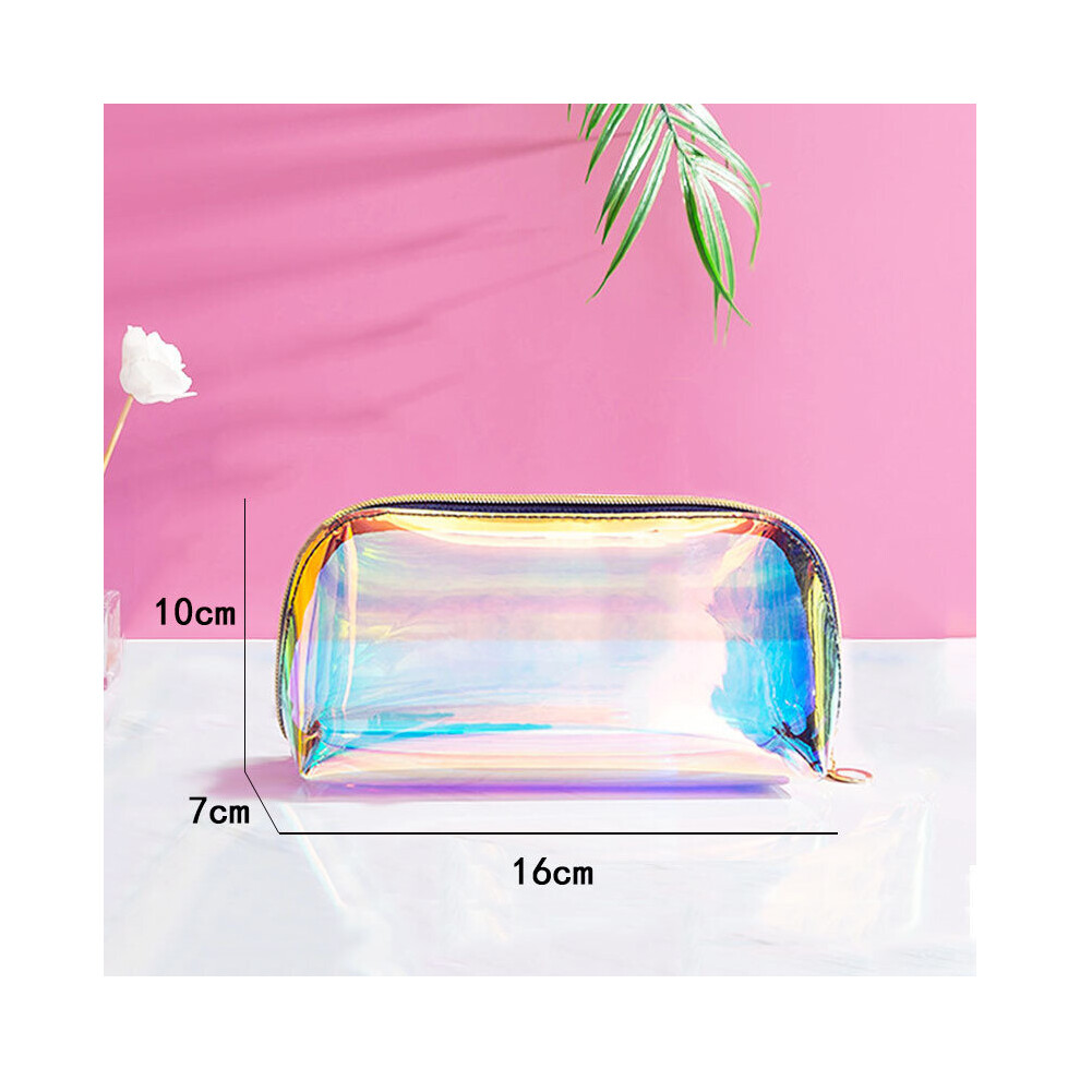 Multicoloured Women Cosmetic Bag Semi-Circular Illusion Laser Makeup Bag Portable Dumpling Shape Travel Amenity Bag Storage Bag