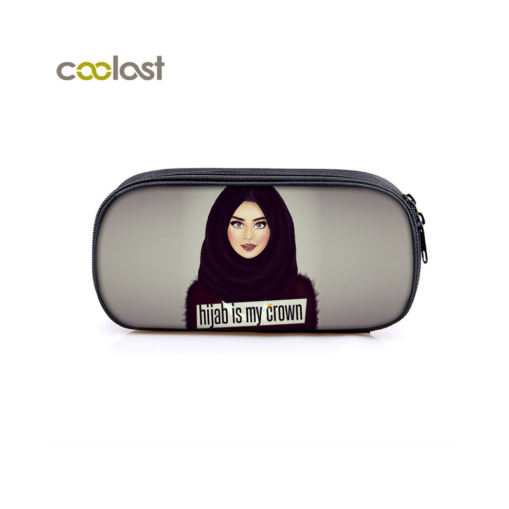 Hijab Face Muslim Islamic Gril Eyes Cosmetic Cases Girls Pencil Box Women Makeup Bag Kids Pencil Bag School Supplies Gift