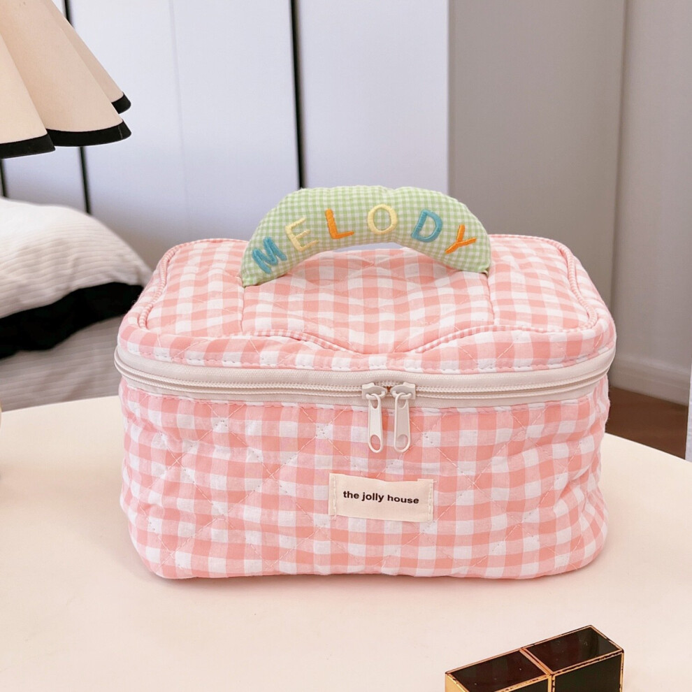 Two Size Large-capacity Lattice Cosmetics Storage Bag Travel Wash Bag Portable Tote Bag Makeup Organizer