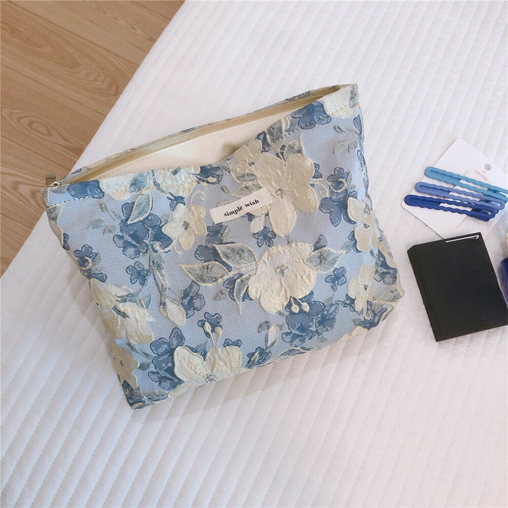 Multicoloured Cosmetic Storage Bag Literary Large Flower Embossed Makeup Bag Female Carry-On Clutch Bag Cosmetic Storage Bag Neceser