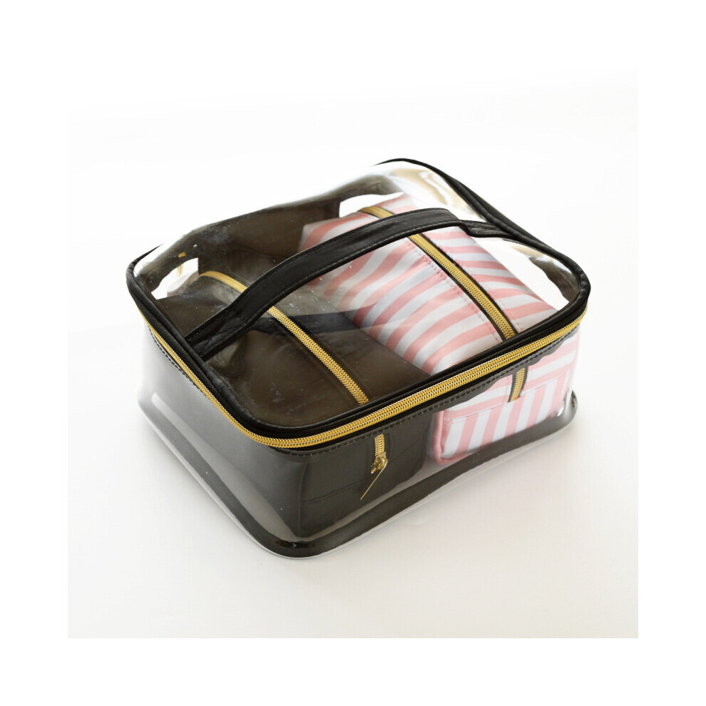 Multicoloured Pvc Portable Cosmetic Bag Set Portable Multifunctional Washing Bag Organizer Makeup Box