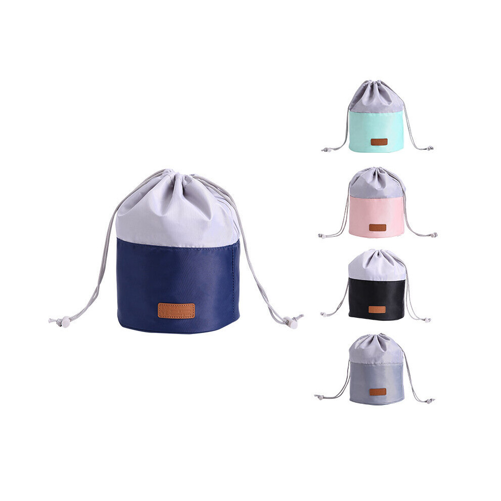 Multicoloured Cylinder Drawstring Cosmetic Bag Large Capacity Round Storage Bag Lazy Bundle Mouth Cosmetic Bag Large Capacity