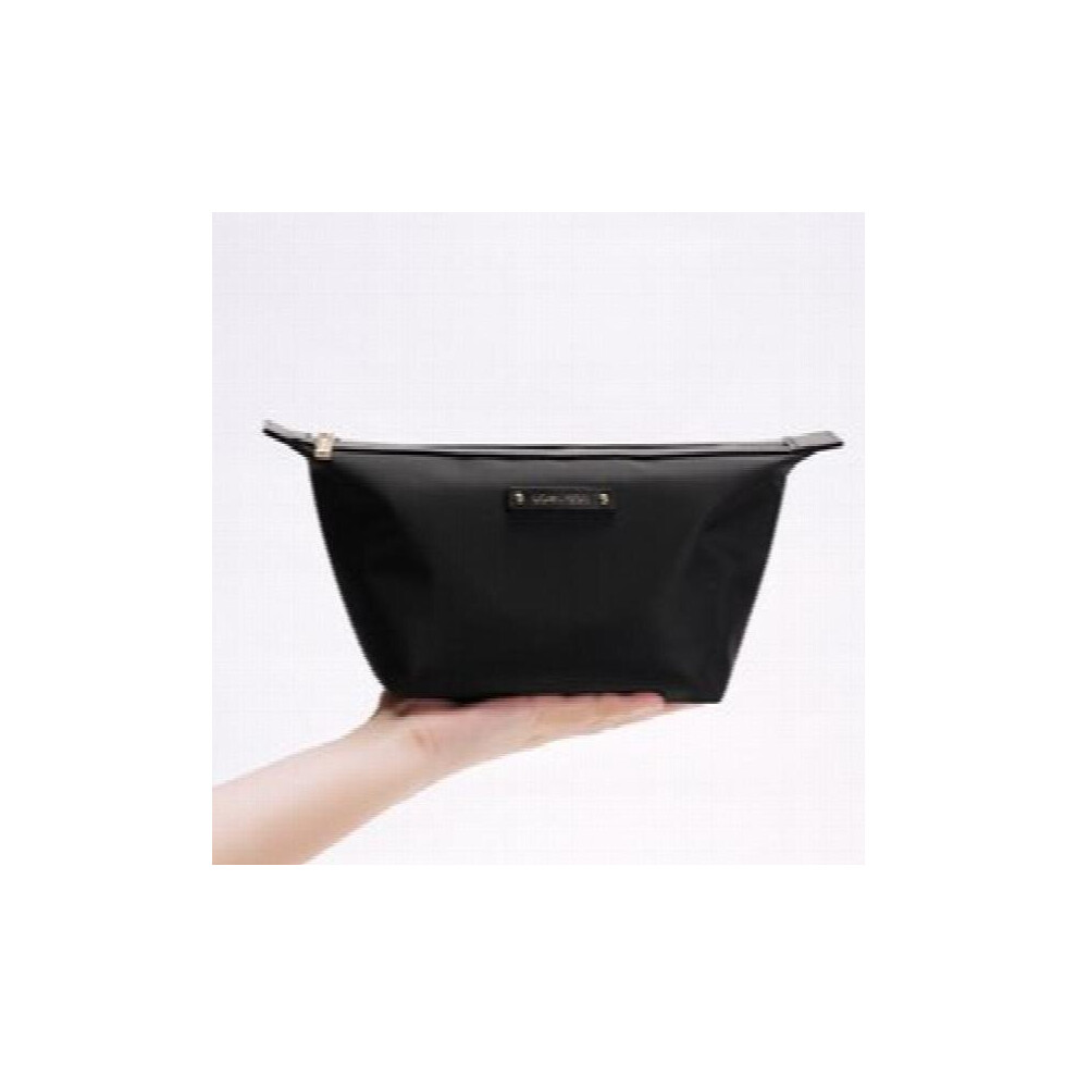 Black Pu Leather Travel Gift Cosmetic Brush Organizer Makeup Bag