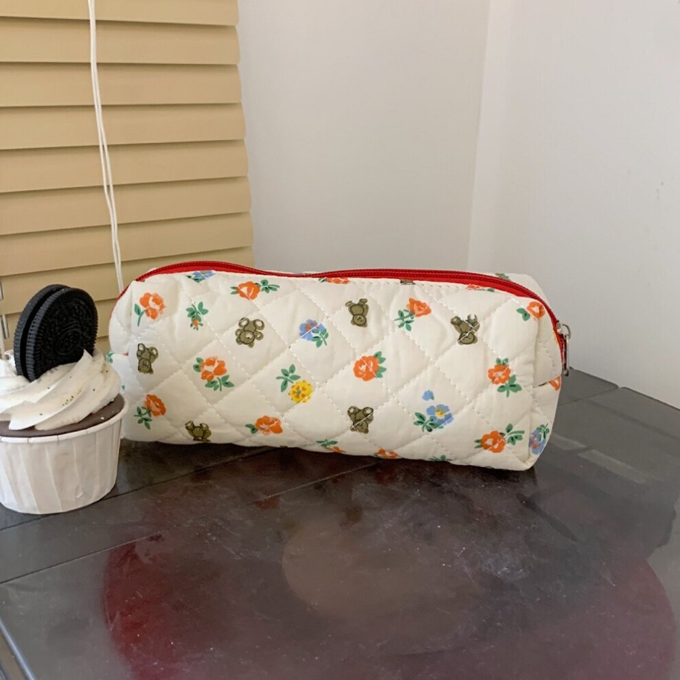 Floral Makeup Brushes Storage Bag Cosmetics Organizers Small Floral Pencil Cases Pen Bag School Supplies Stationery Gift