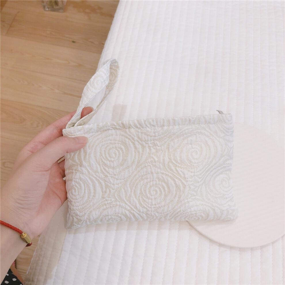 Female Embossed Rose Makeup Brush Organizer Wristlet Mobile Phone Bag Monthly Mask Cosmetic Purse Pouch Necessaire Feminina