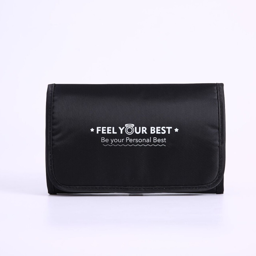 Black Women's Folding Cosmetic Bag Cosmetic Bag Storage Bag Large Capacity Cosmetic Brush Storage Bag Travel Cosmetic Cosmetic Bag