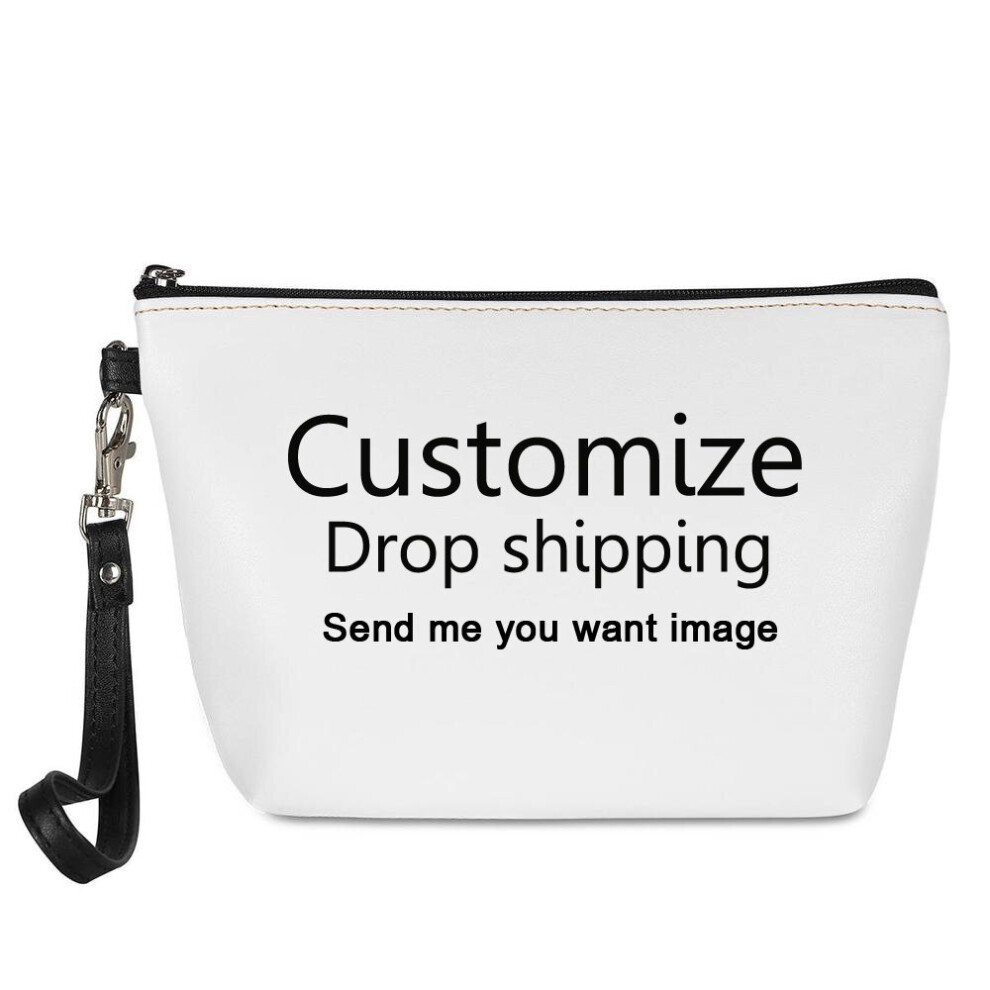 Nopersonality Lady Cosmetic Bag Christmas Cats and Dogs Pattern PU Leather Necessaire Bag Travel Makeup Storage Pouch Xmas Gift