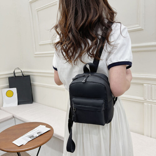 Mini Women Pure Nylon Zipper Backpack Solid Student School Shoulder Handbag Travel Top hondle Bag for Female Phone Purse on OnBuy