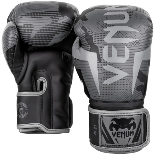 VENUM ELITE BOXING GLOVES DARK CAMO/GREY - 10oz 1