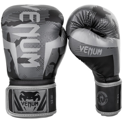 VENUM ELITE BOXING GLOVES DARK CAMO/GREY - 10oz