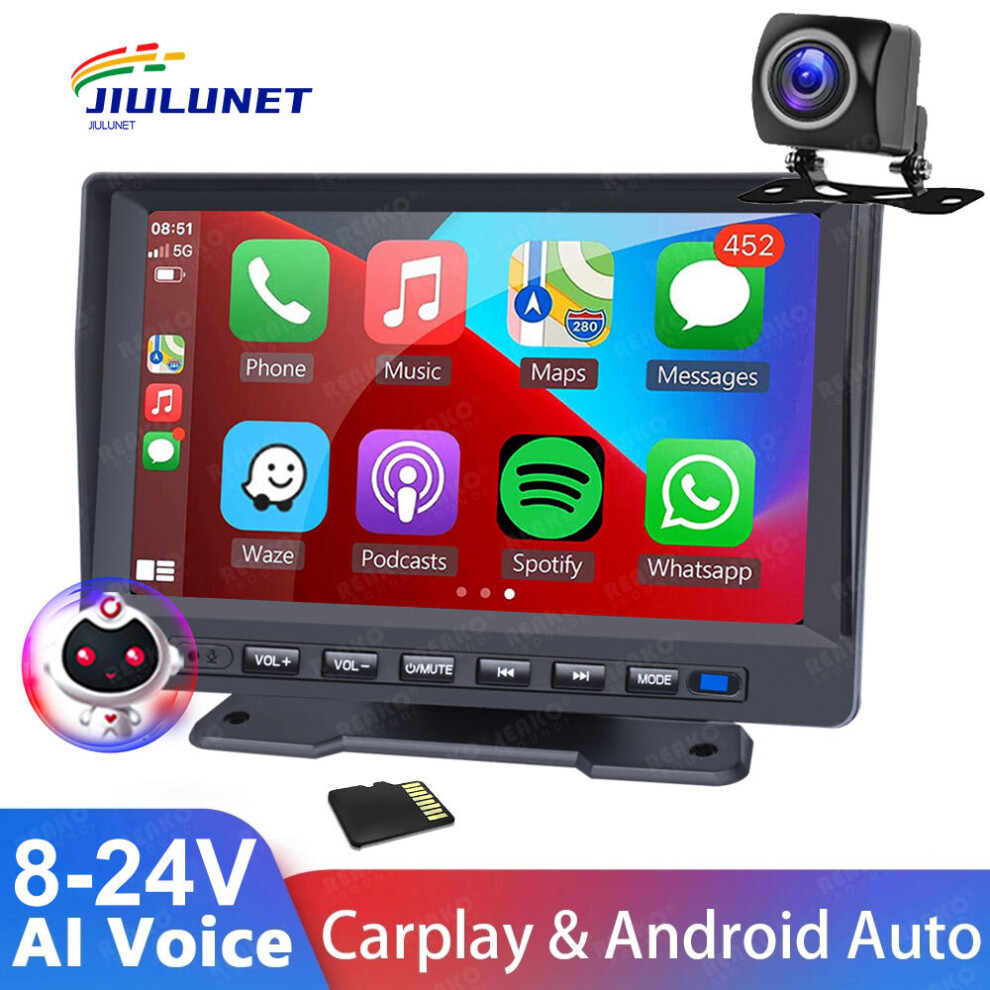 7inch Car Radio Multimedia Video Player Portable Wireless Apple CarPlay Android Auto Touch Screen