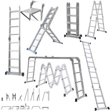 4.7m Aluminum 14-in-1 Multi-Purpose Ladder with Tool Tray – Folding, 4x4 Configurations, EN131 Certified