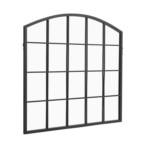Living And Home Industrial Arch Windowpane Wall Mirror with Black Metal Frame 2