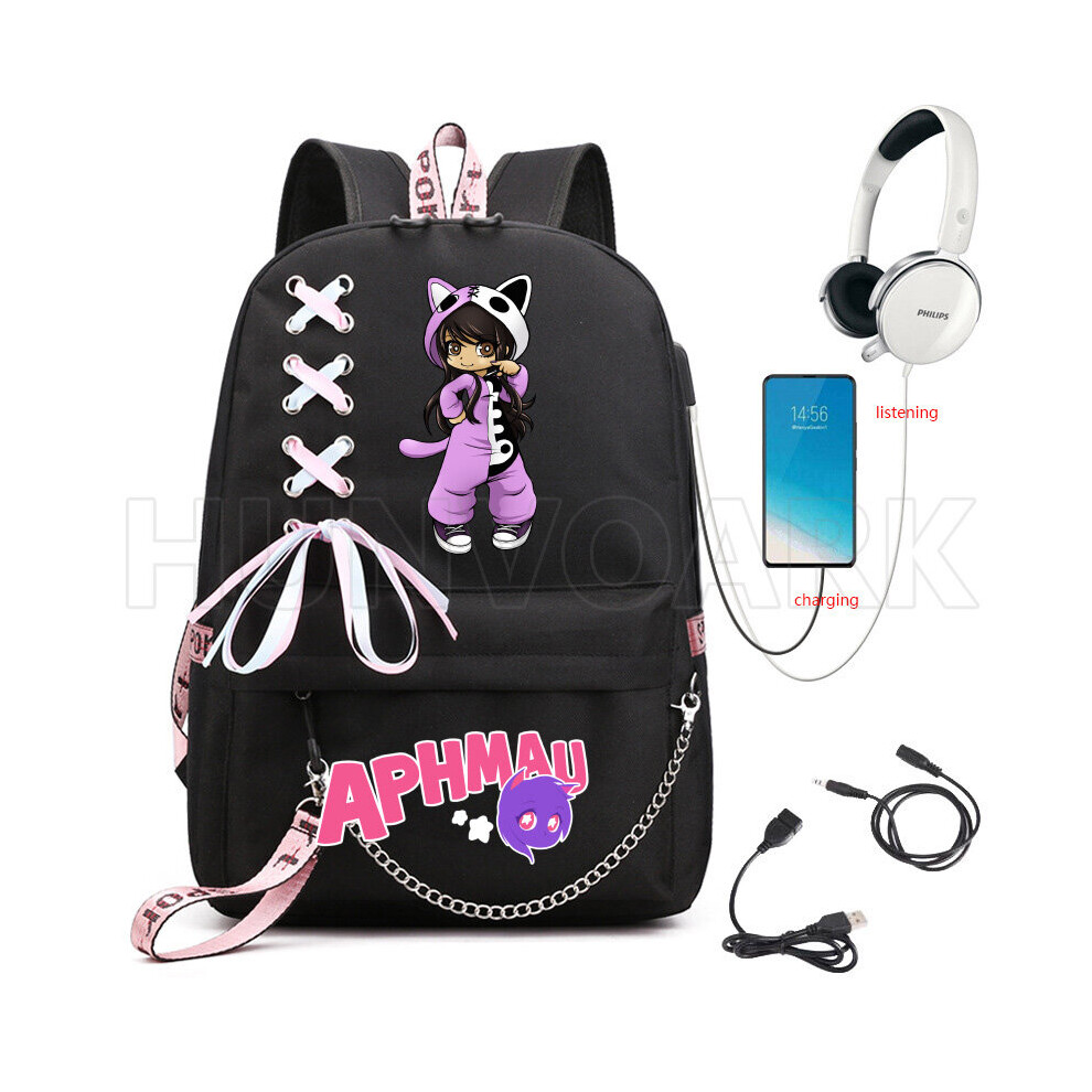 Aphmau Backpack Usb Charging Laptop Backpacks Male Female Ribbion Waterproof School Bags High School Bag For Teenage Mochilas