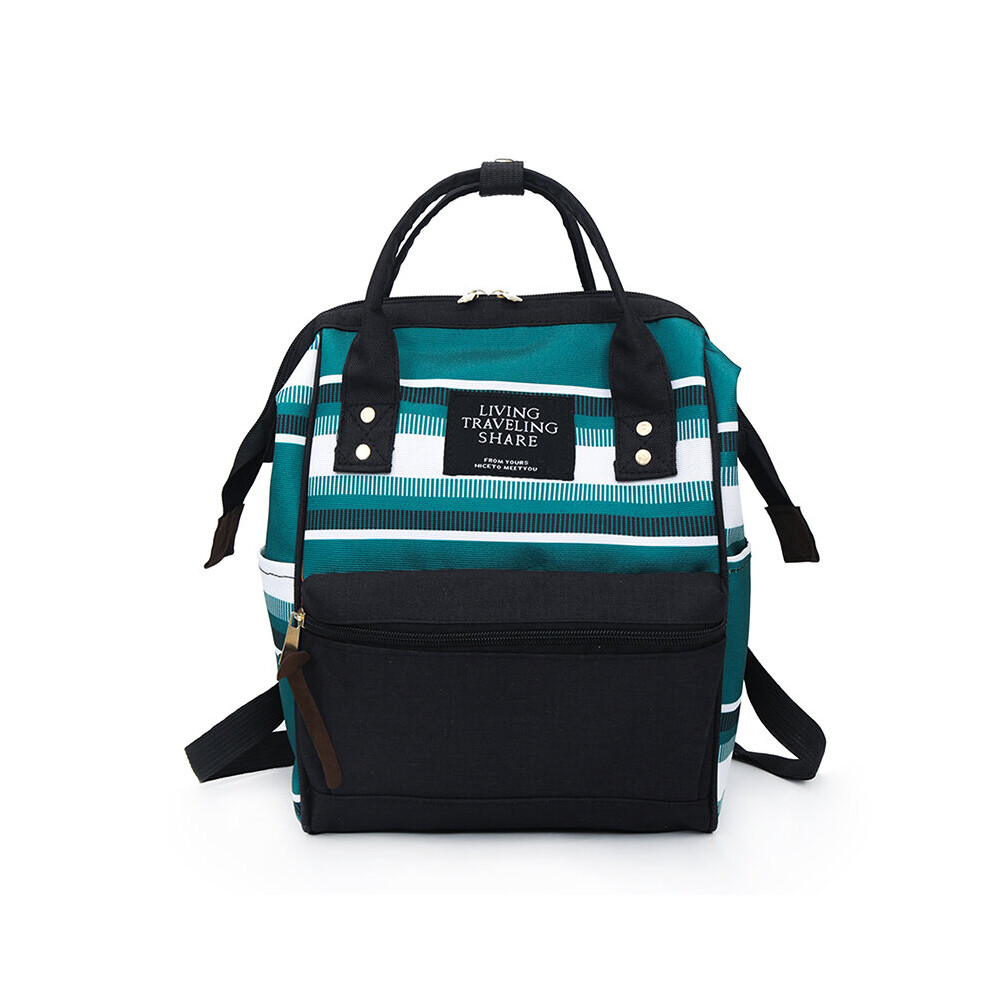 (dark green Beige-about 27cm40cm17cm) Striped Mummy Bag Multi-Function Maternal and Child Package Leisure Travel Backpack Mother Bag Baby Backpack