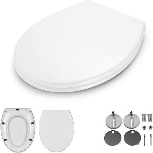 Soft Close Toilet Seat, White Loo Seat, Quick Release Toilet Seat with