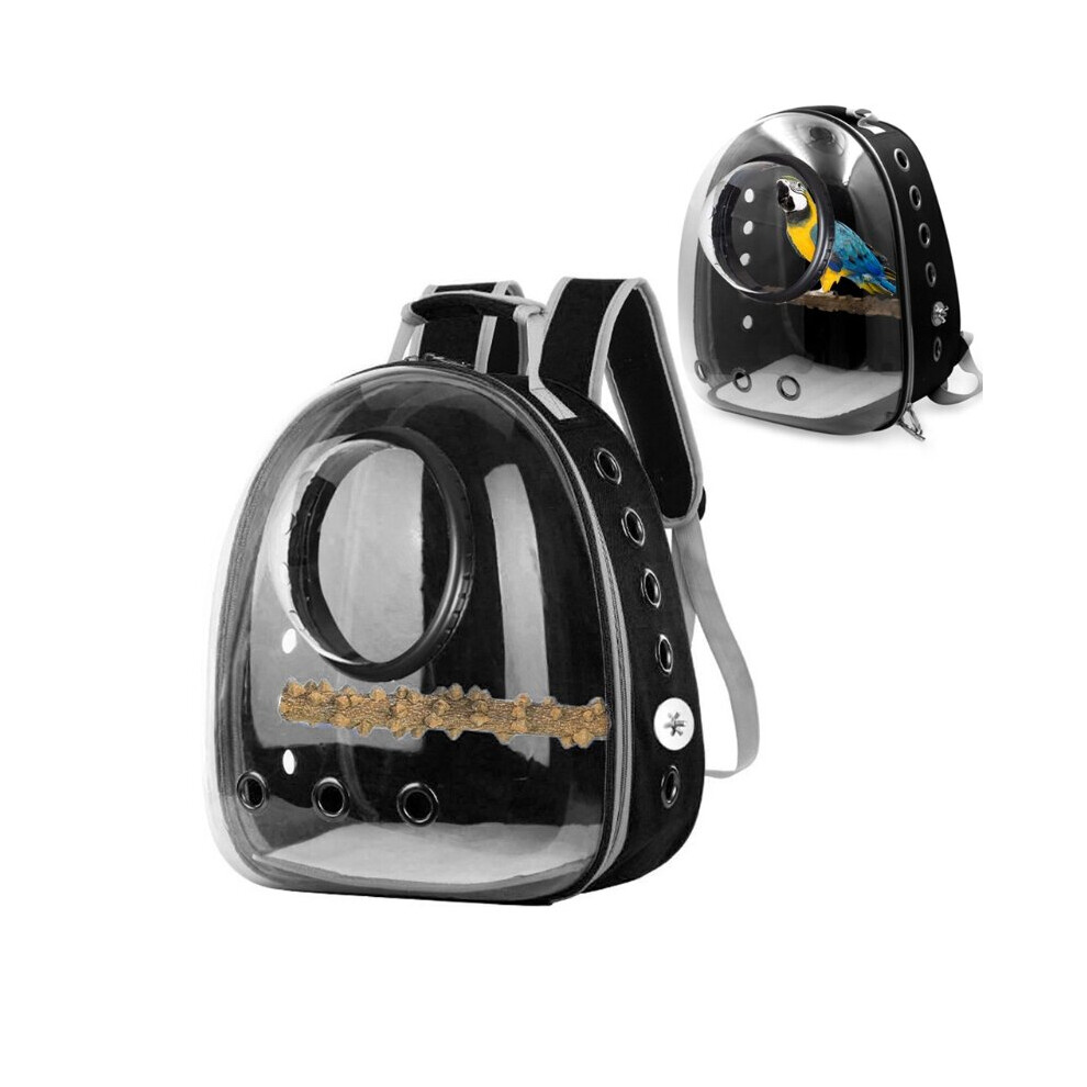 Parrot For Carrier Backpack Travel Cage Birds Breathable Transparent Space Capsu Black