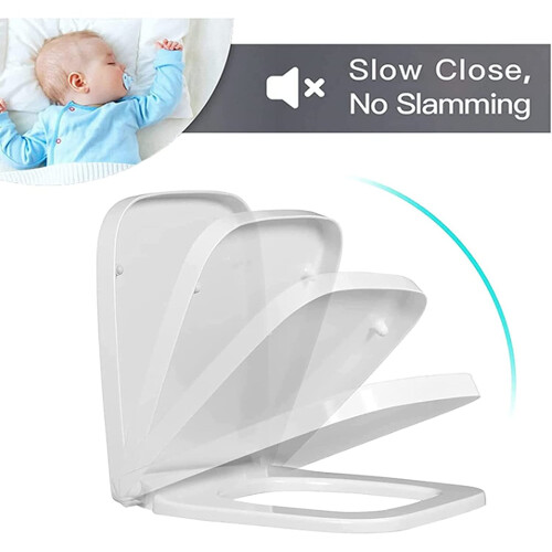 Slow Soft Close Toilet Seats Square Toilet Seat, Quick Release, Family