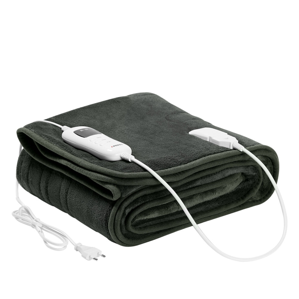 AREBOS electric blanket 200x180cm | heated blanket | machine washable | preheating function| 9 heat settings| incl. removable controller| anthracite