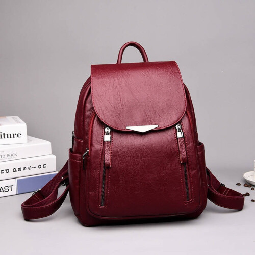 Backpack female large capacity bag soft leather lady backpack 1