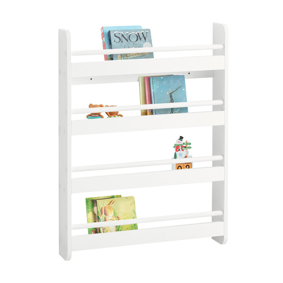 SoBuy® KMB08-K-W, Wall Mounted 4 Tiers Children Bookcase Storage Shelf