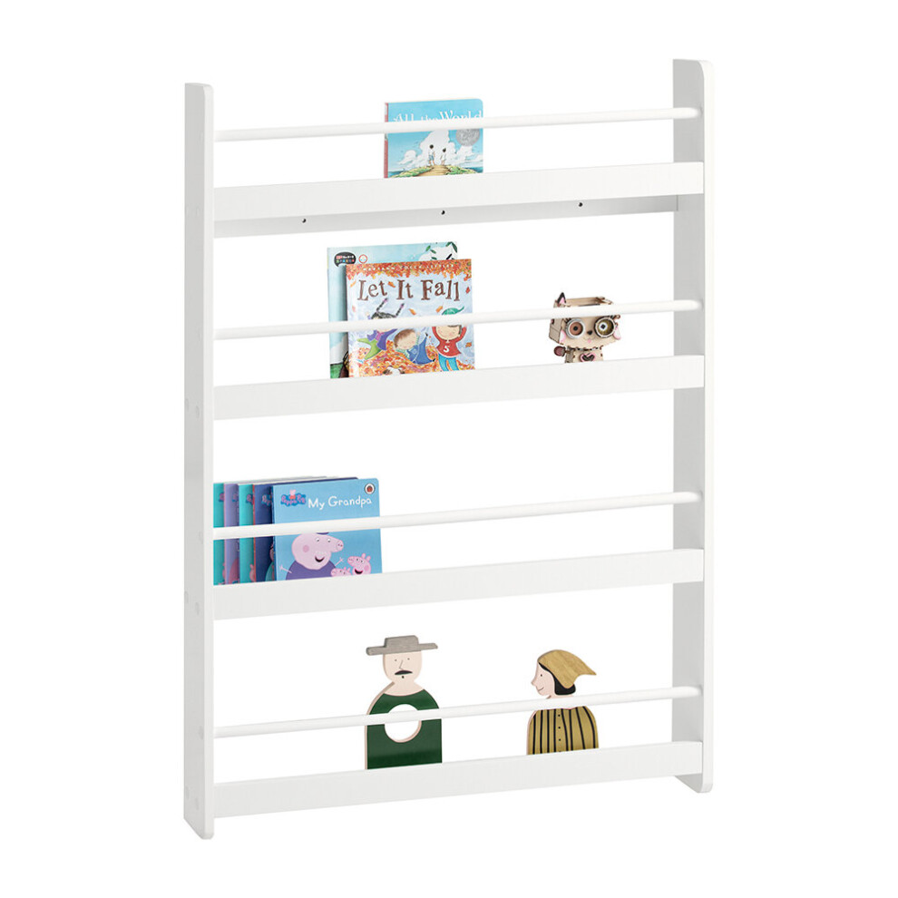 SoBuy® KMB08-W, Wall Mounted 4 Tiers Children Bookcase Storage Shelf
