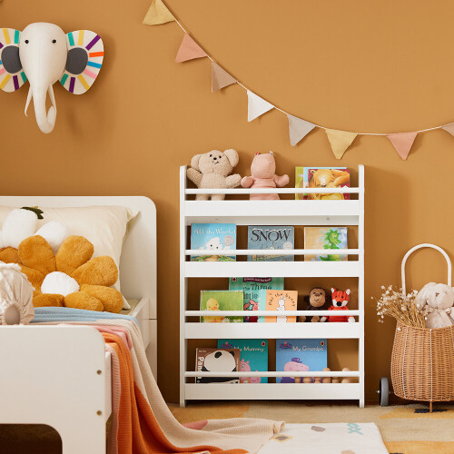SoBuy Kids Wall Bookshelf 4-Tier White 1
