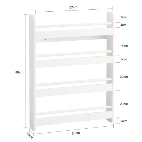 SoBuy Kids Wall Bookshelf 4-Tier White 2