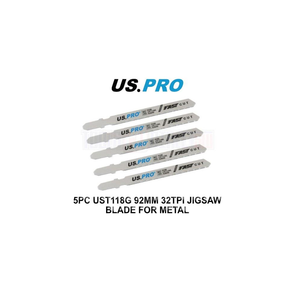 US PRO Tools 5pc UST118G 92mm 32TPI Jigsaw Blade For Metal 9186