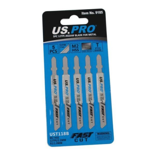 us pro US PRO Tools 5pc UST118B 92mm 12TPI Jigsaw Blade For Metal 9185 2