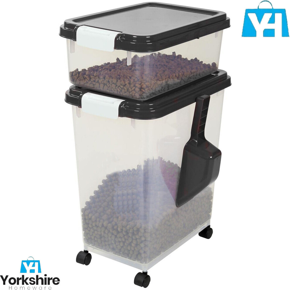 (Black) Airtight Large Pet Dog Cat Animal Plastic Food Storage Containers Y Homeware