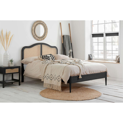 Birlea Rattan King Size Bed Frame Birlea Leonie 150cm 5FT Black Bedstead 1