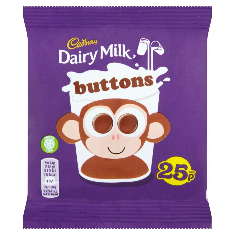 Cadbury Dairy Milk Buttons Chocolate Bag 14.4G ( Pack Of 60 )